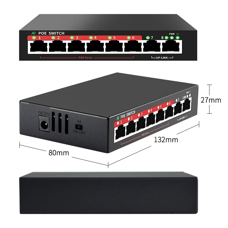 سوئیچ 8 پورت 10/100Mbps poe با 2 uplink مدل KT-108