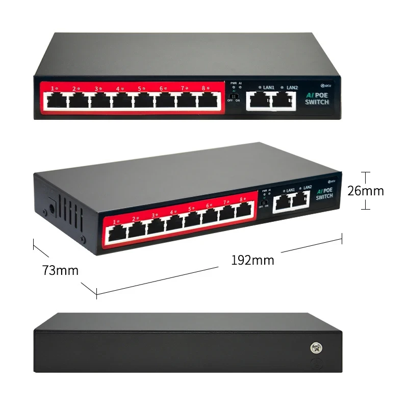 سوئیچ 10 پورت 10/100Mbps poe با 2 uplink مدل KT-110DL